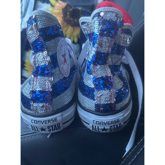 RARE Converse Chuck Taylor All Star Sequin America Flag Hightop Sneakers 549638C - Picture 2 of 6